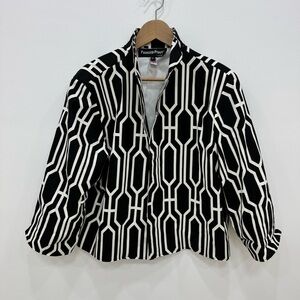 Painted Pony black and white Geometric jacket blazer top Sz XL made in the USA